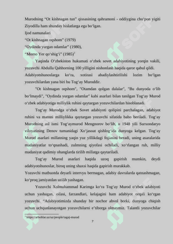 Tog‘ay Murod asarlarining leksik-grammatik xususiyatlar 7