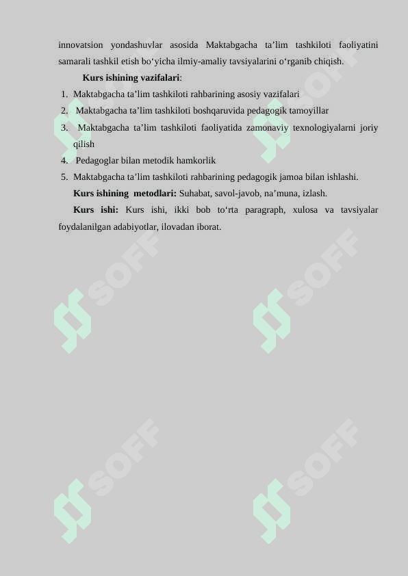 MAKTABGACHA TA’LIM TASHKILOTI rahbari va uning faoliyati 5