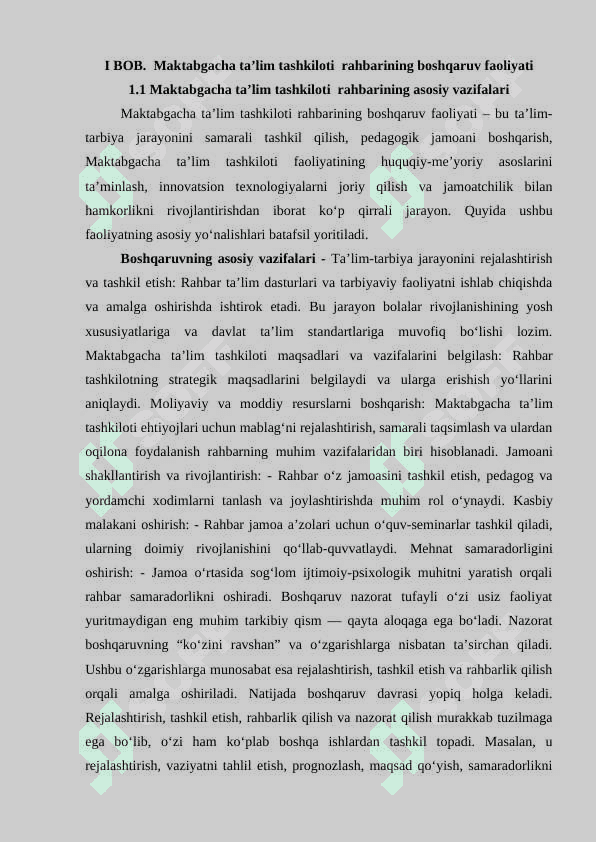 MAKTABGACHA TA’LIM TASHKILOTI rahbari va uning faoliyati 6