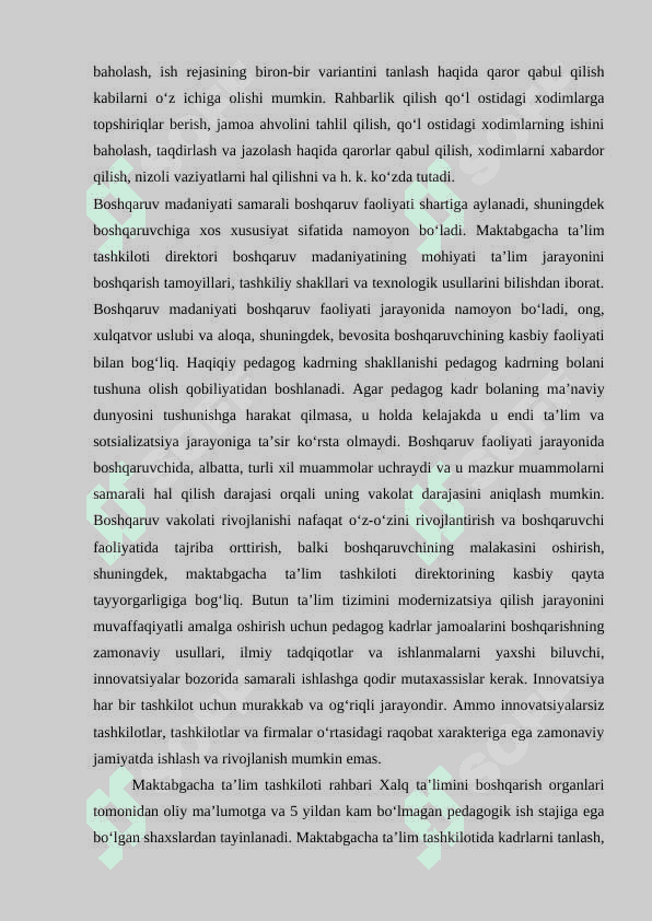 MAKTABGACHA TA’LIM TASHKILOTI rahbari va uning faoliyati 7
