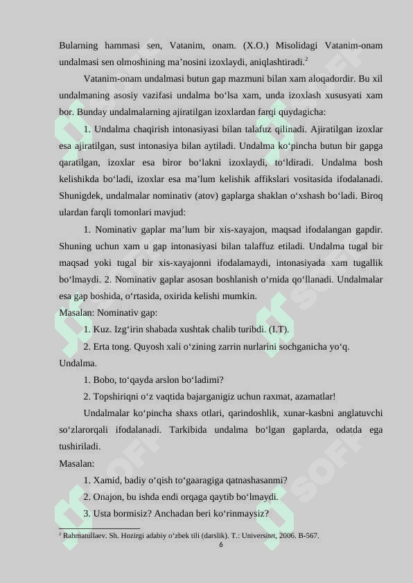 Gap boʻlaklari sanalmaydigan birliklar (soʻz va birikmalar) 6