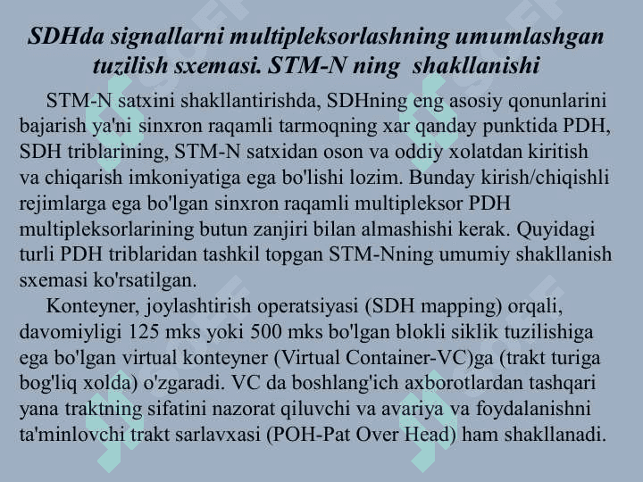 Sinxron raqamli iеrarxiyali optik aloqa tizimlarining qurilmalari 3