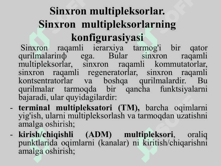 Sinxron raqamli iеrarxiyali optik aloqa tizimlarining qurilmalari 8