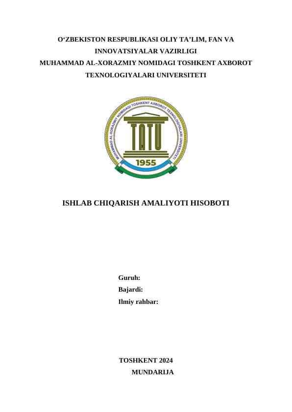 Soliq inspeksiyasi ishlab chiqarish amaliyot hisoboti