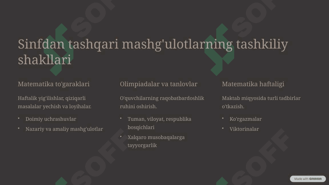 Matematika bo'yicha sinfdan tashqari mashg'ulotlar 4