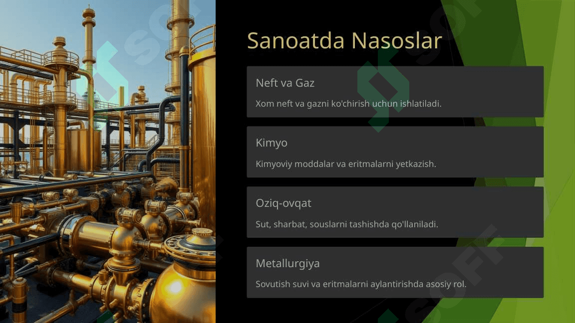 Nasoslarning Qo'llanish Sohalari 2
