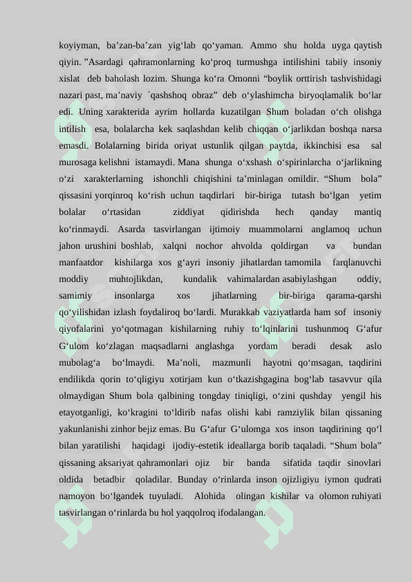 “ SHUM BOLA” YUMORISTIK ASAR SIFATIDA 5