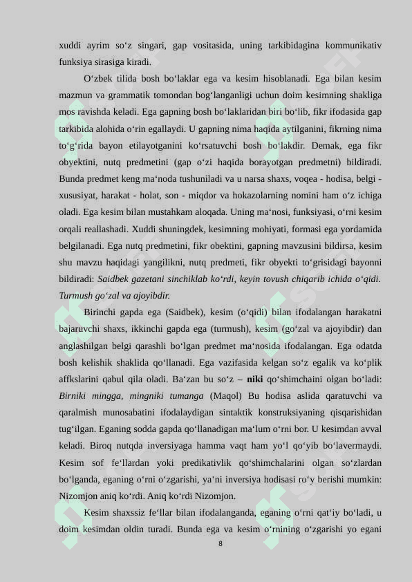 GAP BO‘LAKLARI TARTIBI. INVERSIYA (Shavkat Rahmon she’riyati 8