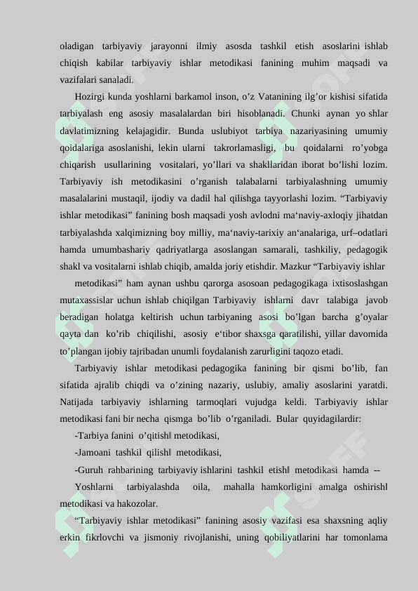 TARBIYAVIY ISH BO'YICHA QISQACHA MA'RUZALAR 2