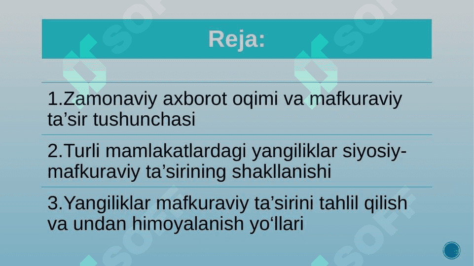 Dunyoning turli mamlakatlaridagi yangiliklarning mafkuraviy ta'siri 3
