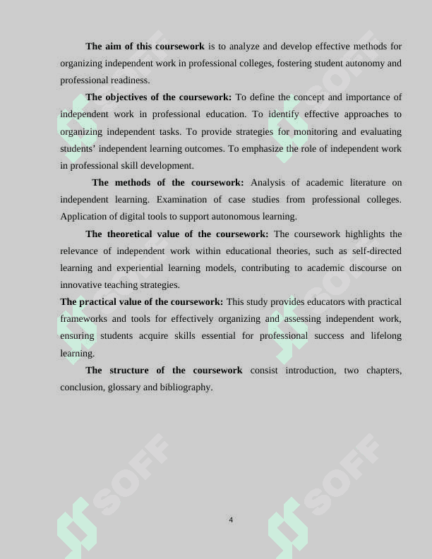 ORGANIZING INDEPENDENT WORKS IN PROFESSIONAL COLLEGES 4