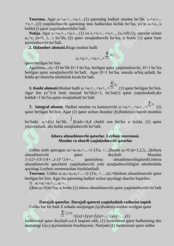 Sonli va funksional qatorlarga doir misollar yechish 2