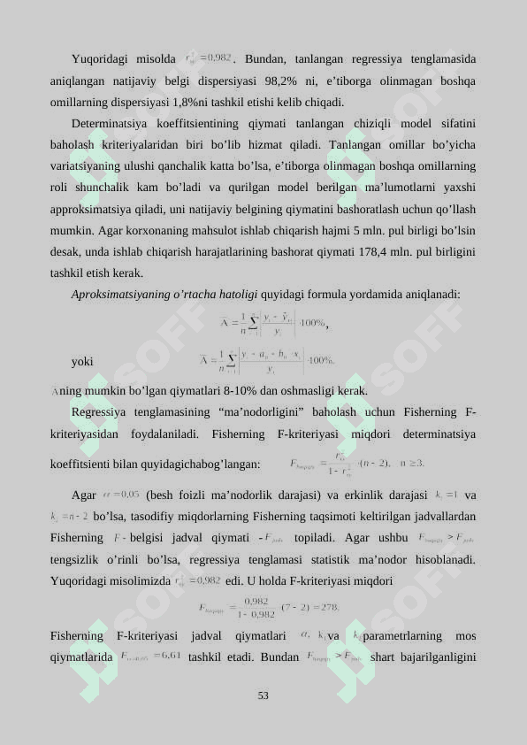EKONOMETRIK MODELLARNI ISHONCHLILIGI VA ULARNING PARAMETRLARINI MOHIYATLILIGINI BAHOLASH 2