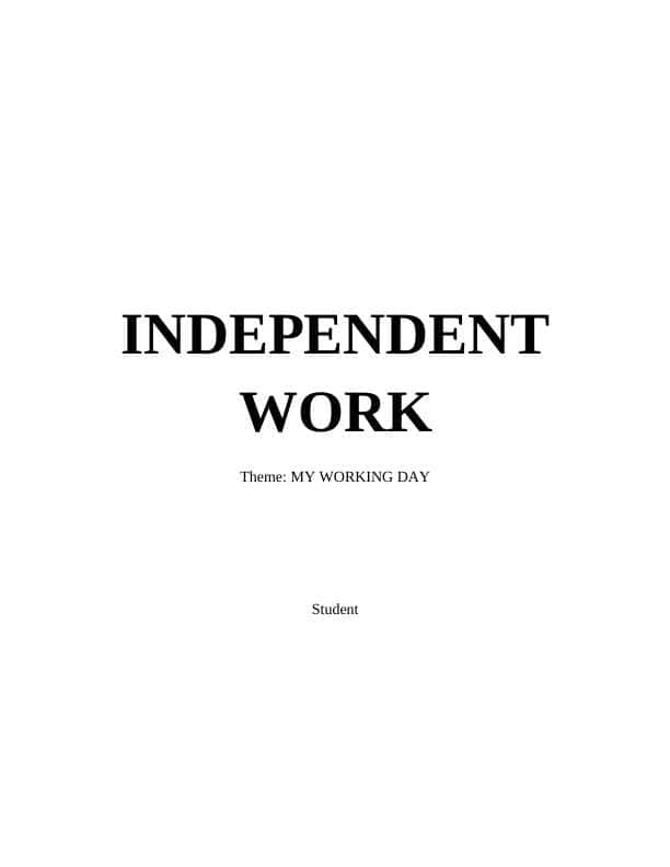 MY WORKING DAY