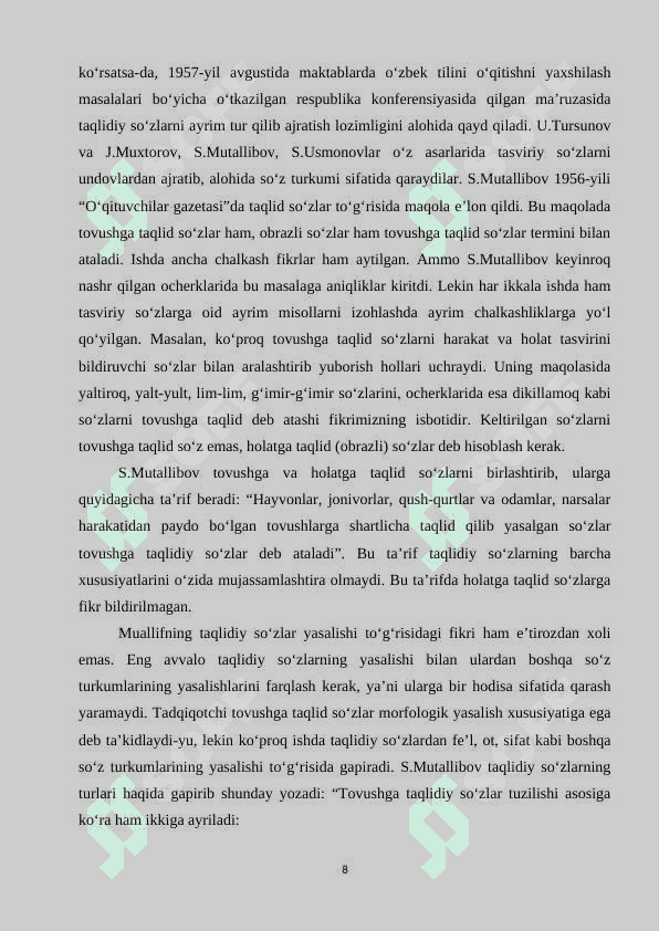 O‘zbek tilidagi taqlidlarning ma’no xususiyatlari 8