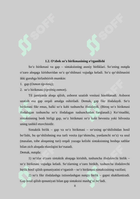 “So’z birikmasi va unga yondosh holatlar farqi” 8