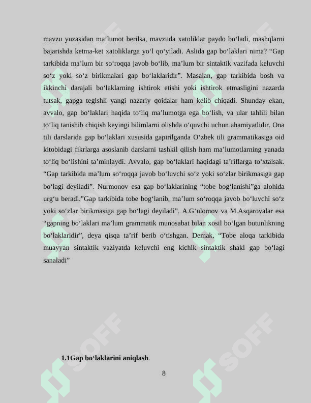 Ta’lim bosqichlarida gap bo‘laklarining o‘rganilishi 8