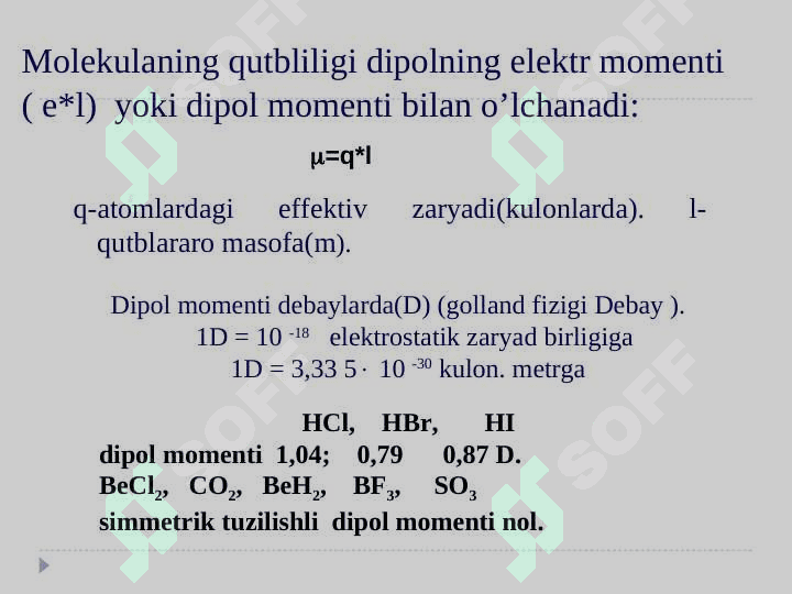 Kimyoviy bog’lanish va molekula tuzilishi. Valent bog‘lanishlar usuli. Molekular orbitallar (MO)usuli 5