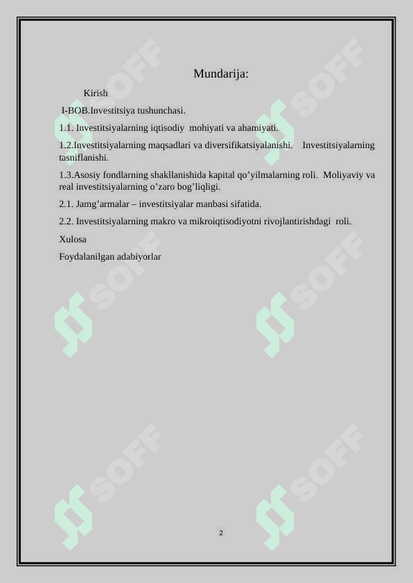 INVESTITSIYALARNING IQTISODIY MAZMUNI VA MOHIYATI 2