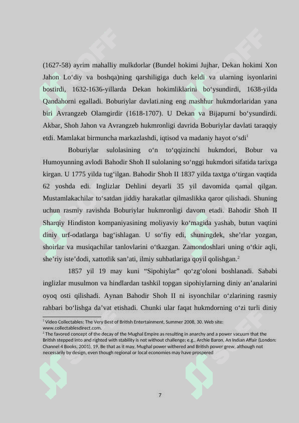 Hindistondagi ijtimoiy-iqtisodiy va siyosiy vaziyat boburiylar davlatining inqirozi 7
