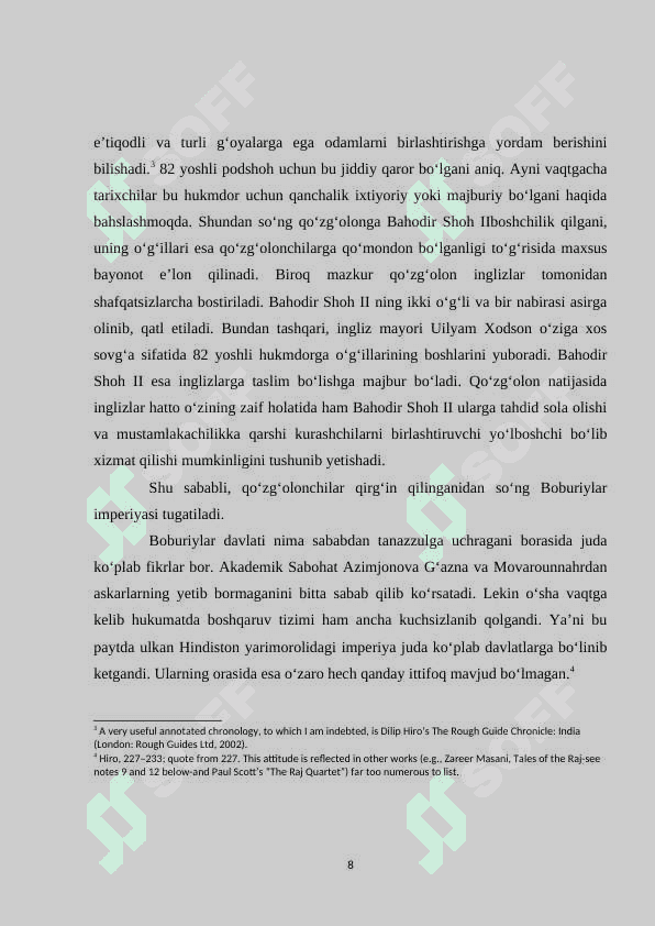 Hindistondagi ijtimoiy-iqtisodiy va siyosiy vaziyat boburiylar davlatining inqirozi 8