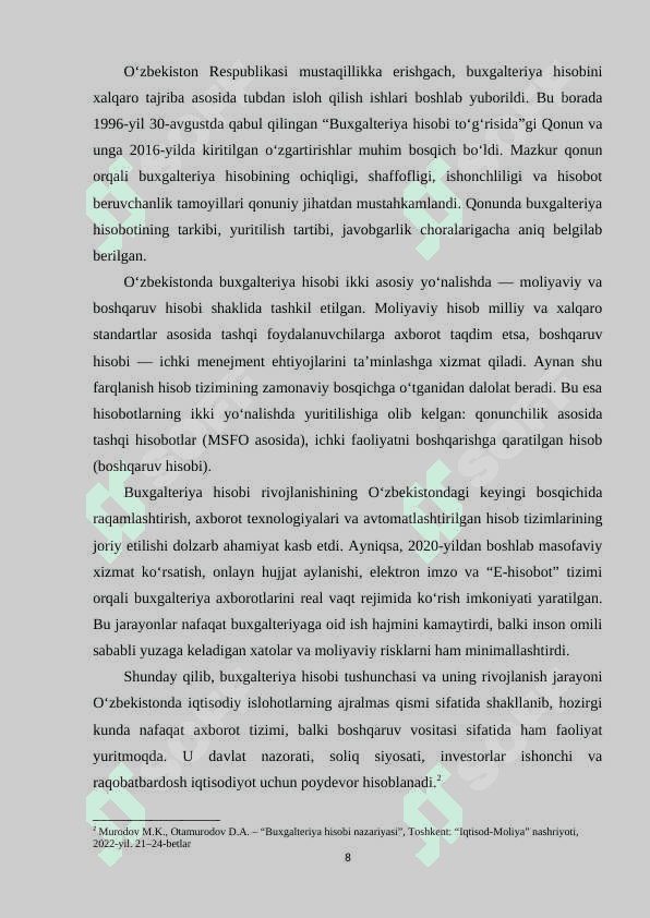 O'zbekiston respublikasida buxgalteriya xisobini tartibga solish. 8
