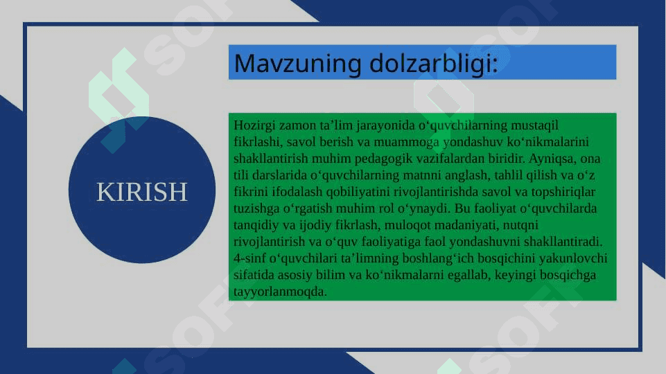 4-sinf ona tili darslarida o'quvchilarni savol va topshiriqlarni tuzishga o'rgatish 3