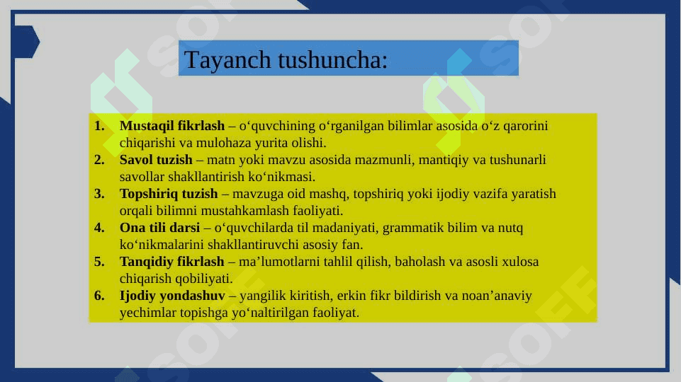 4-sinf ona tili darslarida o'quvchilarni savol va topshiriqlarni tuzishga o'rgatish 4