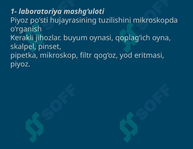 Biologiyadan maktab darsliklari asosida 3 ta laboratoriya mashg'ulotlari loyihalash 2