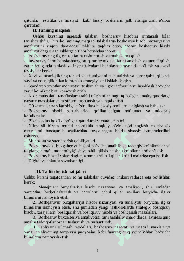 MANAGEMENT ACCOUNTING II, III FAN SILLABUSI 3