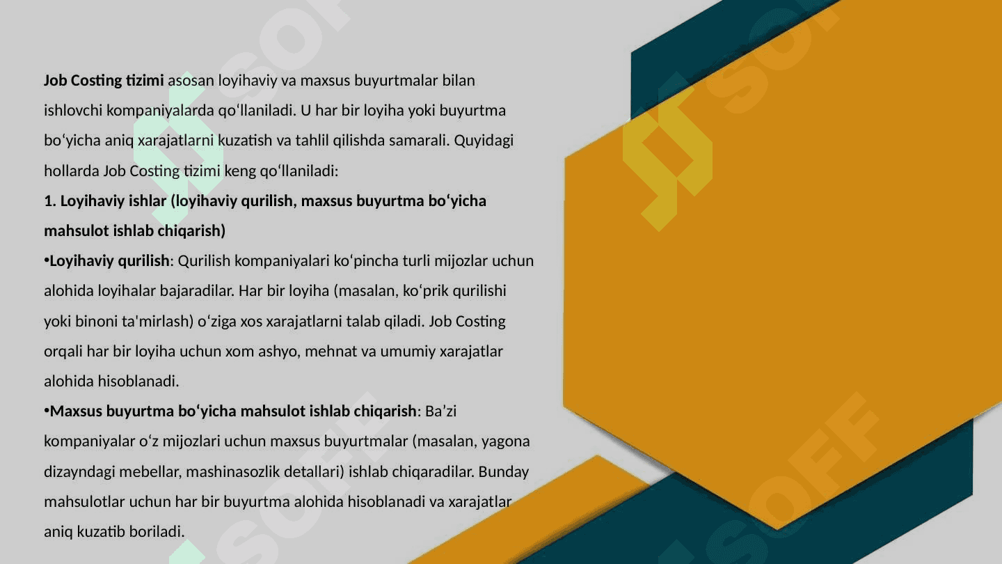 ISH BO‘YICHA, PARTIYALAR BO‘YICHA VA XIZMAT KO‘RSATISH BO‘YICHA HARAJATLARNI HISOBLASH 5