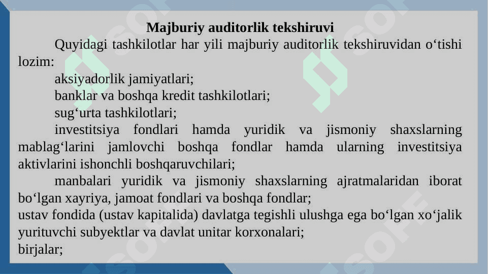 Auditorlik tekshiruvlarini o‘tkazish 5