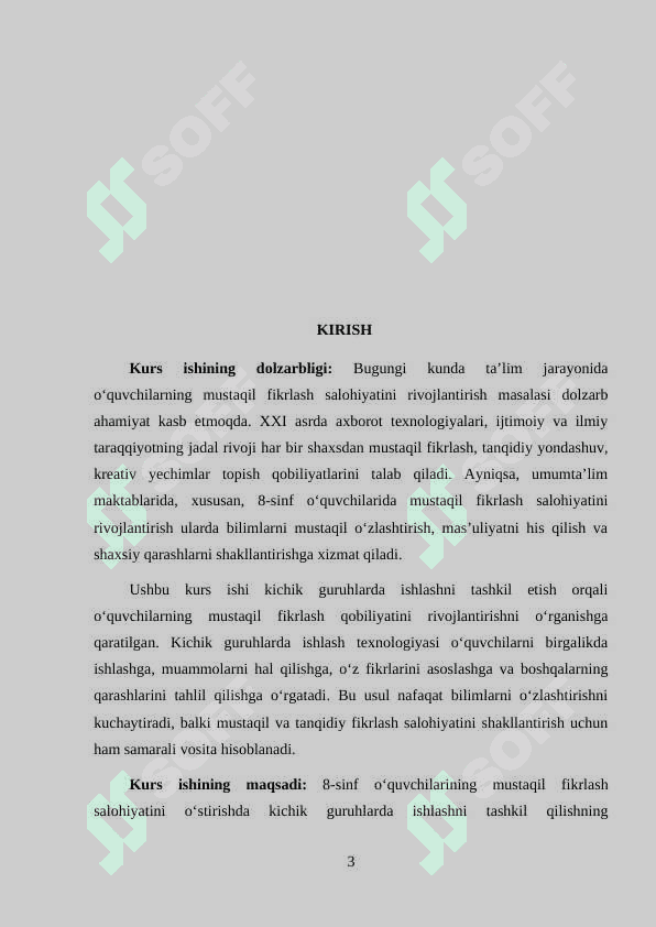 8-SINF O‘QUVCHILARINING MUSTAQIL FIKRLASH SALOHIYATINI O‘STIRISHDA KICHIK GURUHLARDA ISHLASHNI TASHKIL QILISH 3