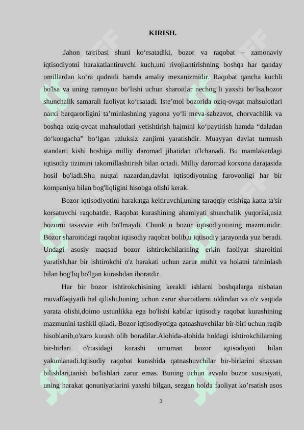 Maykl porter uslubiyatiga ko’ra o’zbekistonning raqobat ustunligi. 3
