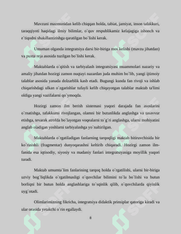 Ona tili o`qitishda integrativ yondashuvning ilmiy-metodik asoslari 8