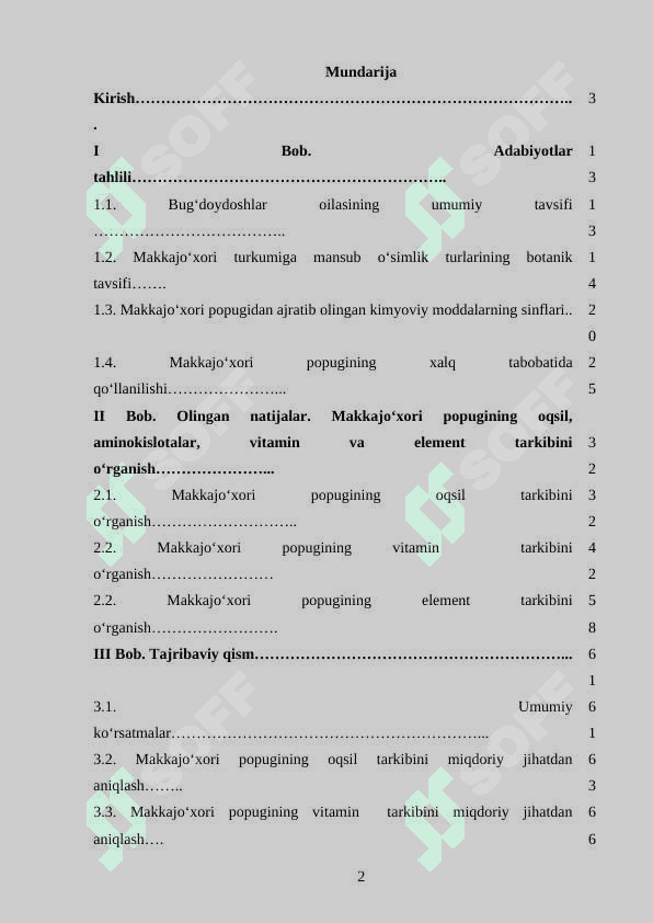 Makajo’xori popugining kimyoviy tarkibini o’rganish disertatsiya 2