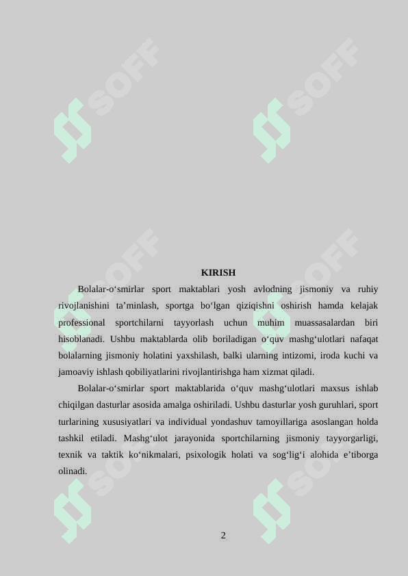 Bolalar o`smirlar sport maktablari o`quv mashg`ulotlari 2