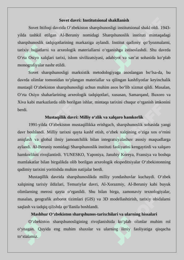 O‘zbekiston sharqshunos tarixchilari ma'ruza 2