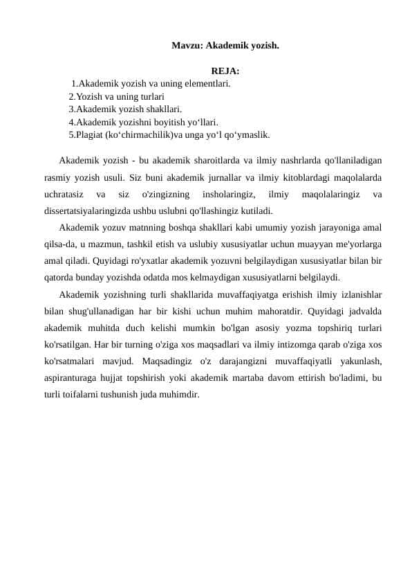 Akademik yozish