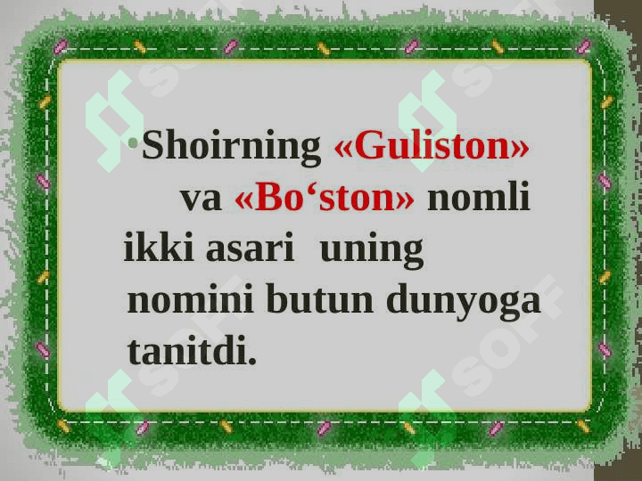 Sadiiy Sheroziy Guliston asari haqida 5