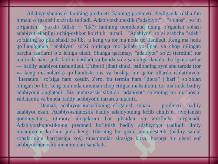 Adabiyotshunoslikning tarixiy tadrijini o’rganish 2