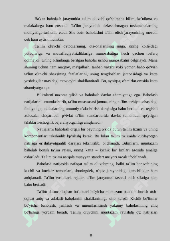 BOSHLANGʻICH SINFLARDA JAMOAVIY ISHLASH  KOʻNIKMALARINI SHAKLLANTIRISH 8