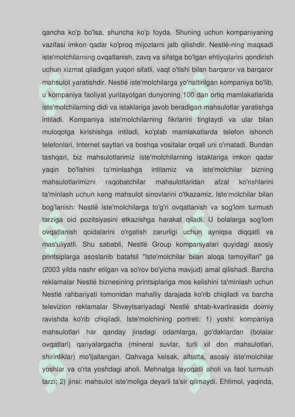 Nestle kompaniyasining marketing strategiyasi 7