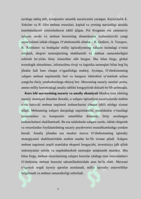 Xalqaro mehnat taqsimoti va uning zarurligi 4