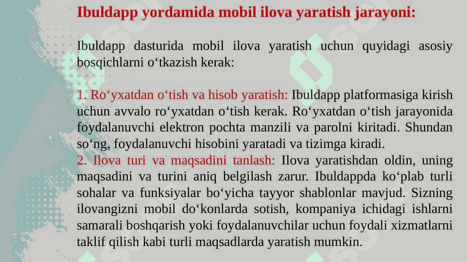 Ibuldapp dasturida mobil ilova yaratish 4