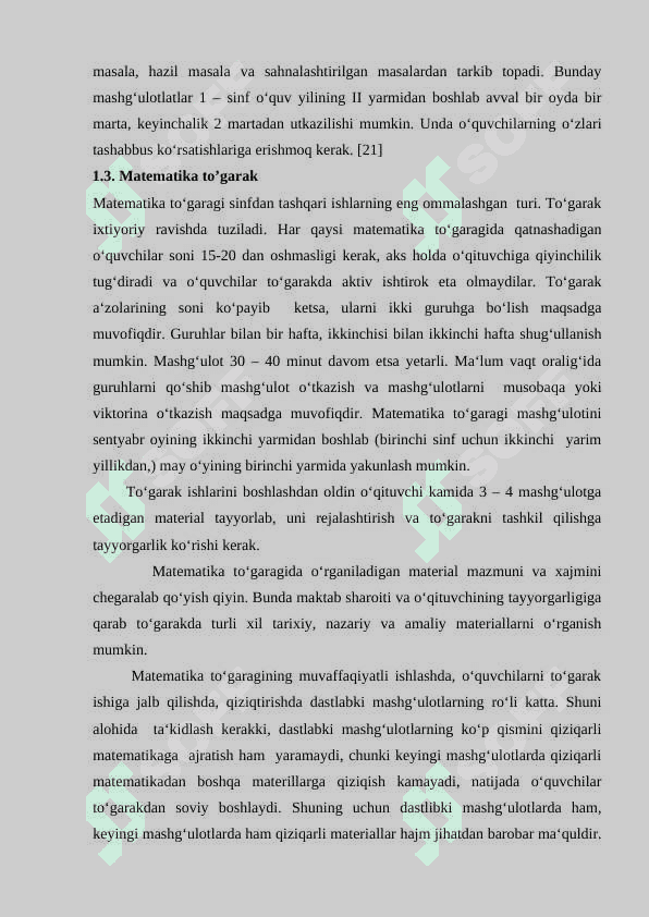 Boshlang’ich sinfda matematikadan darsdan tashqari mashg‘ulotlarni tashkil etish 2