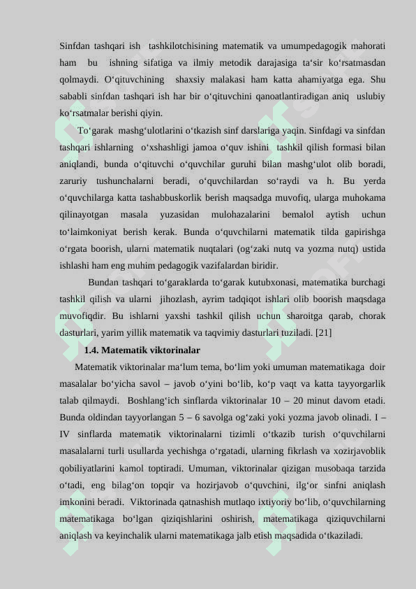 Boshlang’ich sinfda matematikadan darsdan tashqari mashg‘ulotlarni tashkil etish 3