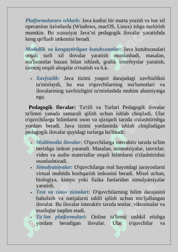 Java tizimi orqali pedagogik ilovalar yaratish texnologiyasi 2