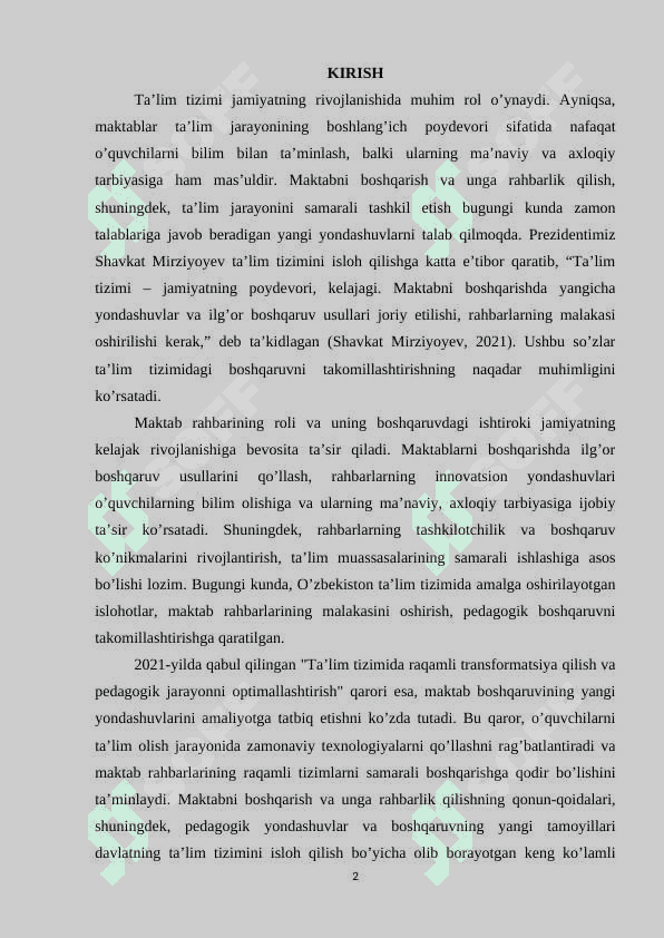 Maktabni boshqarish va unga rahbarlik qilishning qonun qoidalari 2