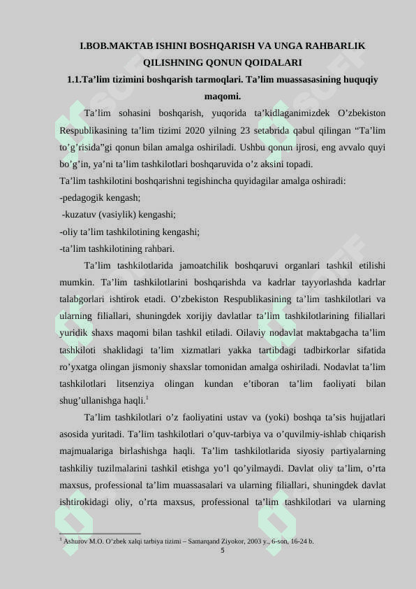 Maktabni boshqarish va unga rahbarlik qilishning qonun qoidalari 5